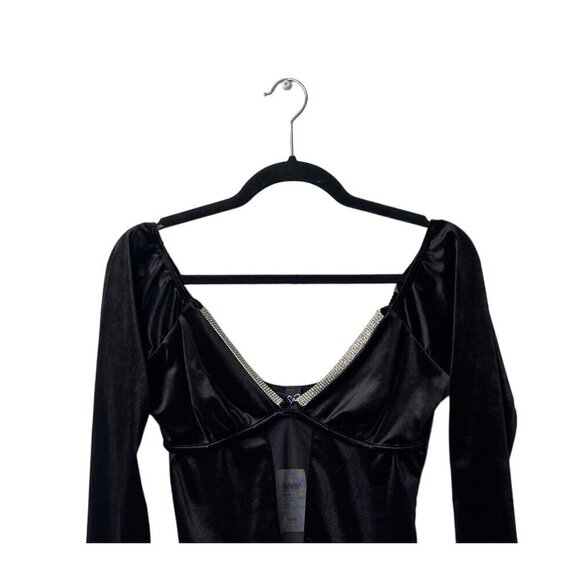 NWT Windsor Womens Bodysuit Size L Rhinestone Long Sleeve Sparkle Embellished - Picture 5 of 12